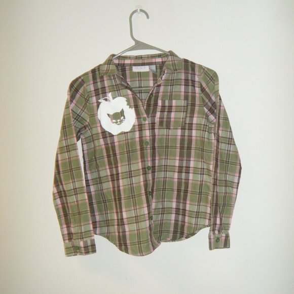 Screenprinted original design children's place green, pink and brown plaid - Picture 1 of 8